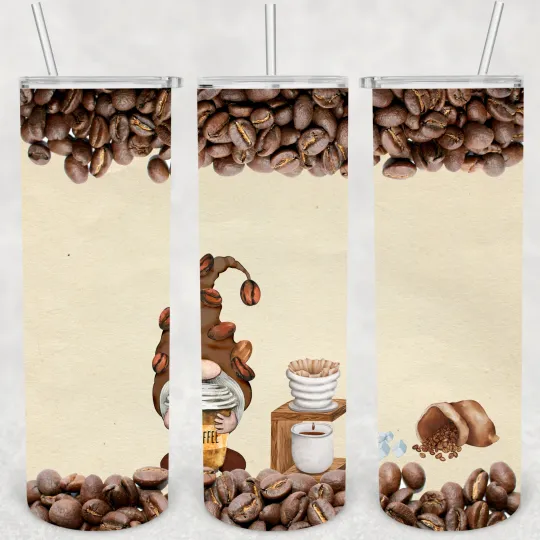 Discover Coffee Gnome Tumbler 20oz with Lid and Straw