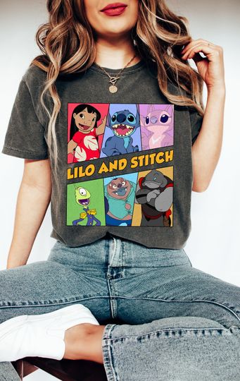Discover Disney Lilo and Stitch Group Characters Retro 90s T-Shirt