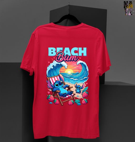 Discover Beach B Stitch Shirt, Cute Lilo and Stitch Summer Tee, Tropical Sunset Vacation Shirt, Funny Disney Beach Vibes Shirt for Kids