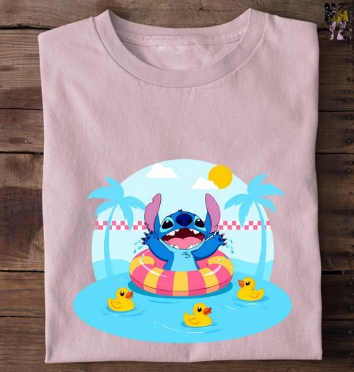 Discover Summer Stitch Pool Shirt, Cute Lilo and Stitch Swimming Tee, Funny Beach Stitch Shirt for Kids