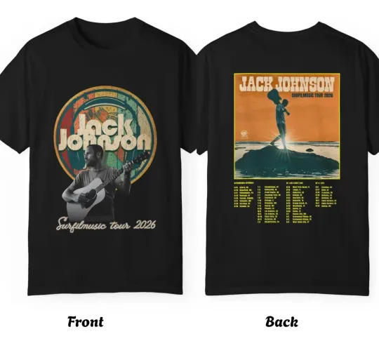 Discover Jack Johnson Surfilmusic Tour 2026 Double Sided T-Shirt