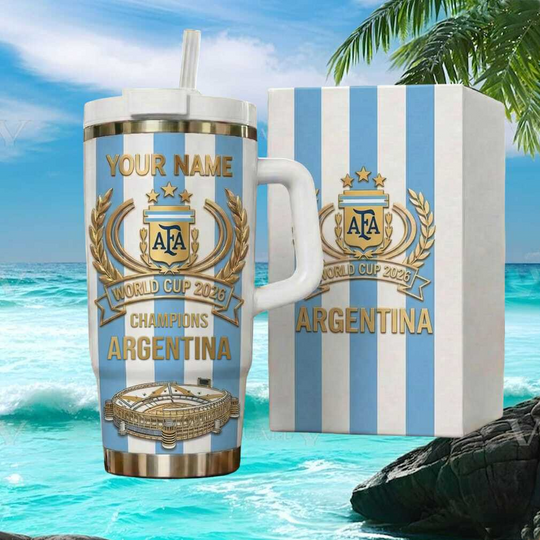 Custom Name Argentina AFA World Cup 2026 Champions 40oz Tumbler
