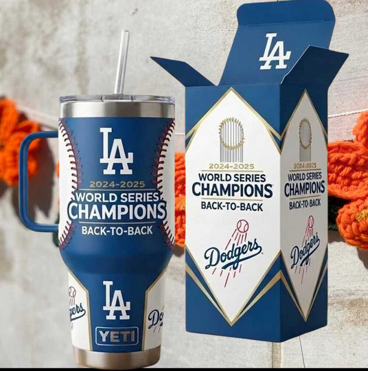 Personalized LA Dodgers Back to Back 2024 2025 World Series Champions 40oz Tumbler