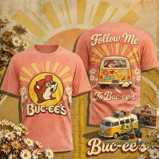Discover Buc-ee’s Follow Me To Buc-ee’s Hippie Van Road Trip T-Shirt