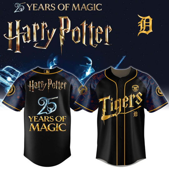 Discover Detroit Tigers Harry Potter 25 Years Of Magic Game Night 2026 Special Edition Jersey