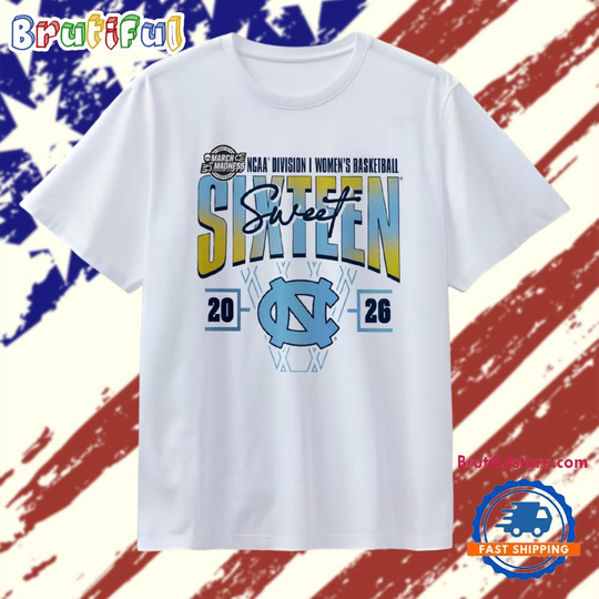 North Carolina Tar Heels 2026 Women’s Basketball Tournament March Madness Sweet 16 Court Shot T Shirt