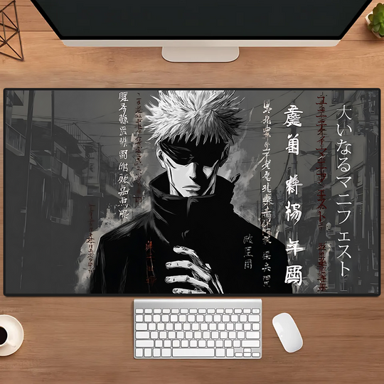 Jujutsu Satoru Mousepad, Gojo Desk Mat, Large Anime Mousepad, Gift for Anime Lovers, Gaming Mousepad, Black and White, Aesthetic Desk mat