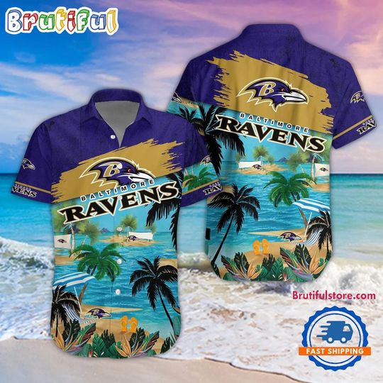 Discover Baltimore Ravens Palm Tree Summer Beach Aloha Hawaiian Shirt