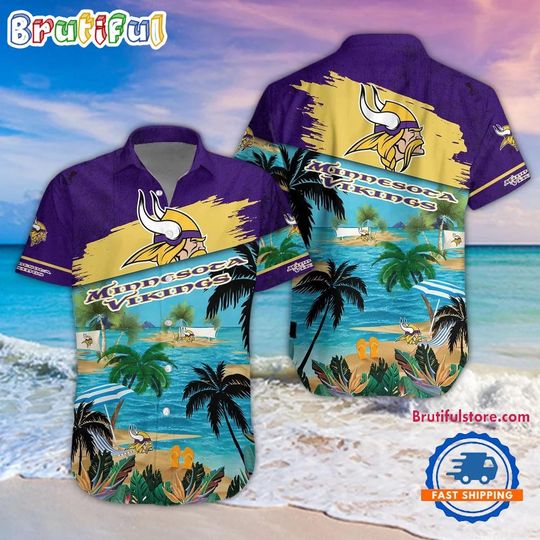 Minnesota Vikings Palm Tree Summer Beach Aloha Hawaiian Shirt
