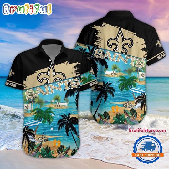 New Orleans Saints Palm Tree Summer Beach Aloha Hawaiian Shirt