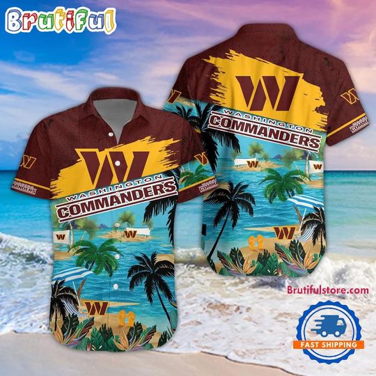 Washington Commanders Palm Tree Summer Beach Aloha Hawaiian Shirt