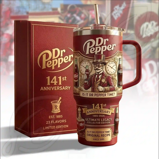 Discover Dr Pepper 141st Anniversary Insulated Tumbler 40 oz With Handle