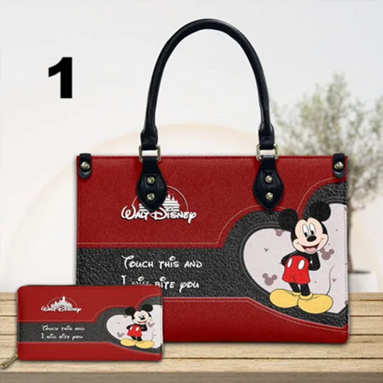 [Wallet Not Include] Disney Mouse Handbag, Mickey Mouse Leather Handbag For Her, Women Bag, Travel Bag Gift