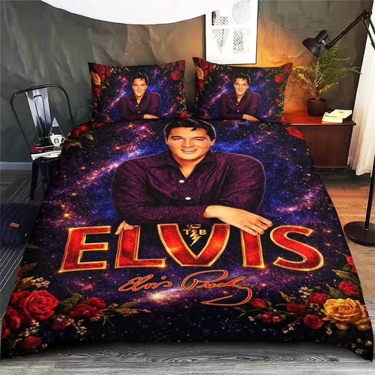 Elvis Presley Bedding Set, Elvis King Of Rock Duvet Set, Gift For Elvis Fans