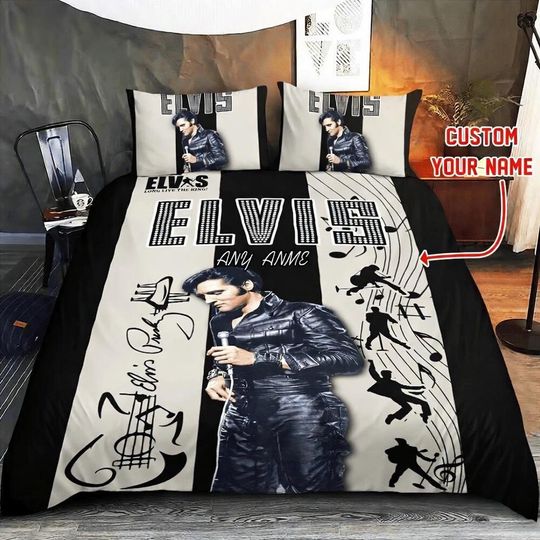 Discover Elvis Presley Bedding Set, Personalized Elvis Bed Set, Elvis King Of Rock Duvet Set, Gift For Elvis Fans