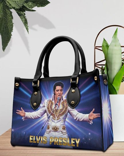 Elvis 90s Vintage Leather Handbag, King Of Rock Bag, Elvis Presley 2026, Music Rock And Roll Gift