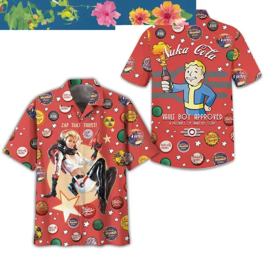 Falllout Nuka Cola Zap Vault Boy Hawaiian Shirt