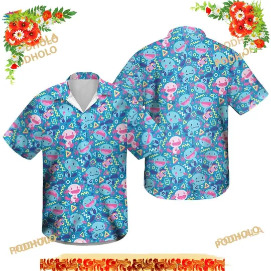 Discover Wooper Ball Hawaiian Shirt, Hawaii Button Shirt, Pkm Theme Clothing