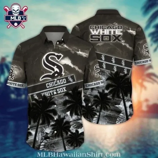 Discover Chicago Baseball White Team Soxx Hawaiian Shirt In Floral Monochrome