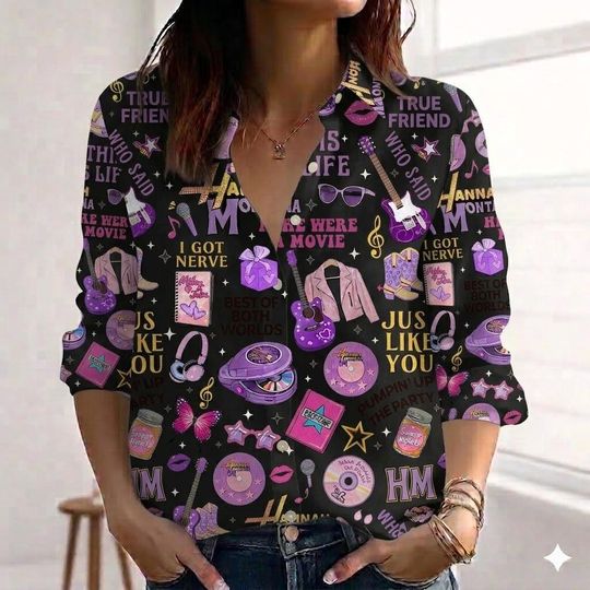 Hannah Montana 20th Anniversary Blouse Shirt, Y2K Nostalgia Pop Star Shirt, Miley Cyrus Era Women Top, Disney Channel Retro Gift, 2000s Aesthetic