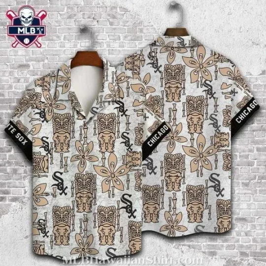 Chicago Baseball White Team Soxx Ornate Tribal Beige Hawaiian Shirt
