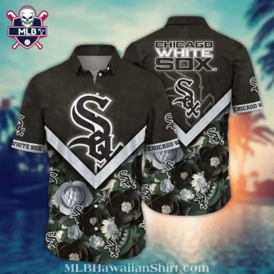 Discover Chicago Baseball White Team Soxx Monochrome Floral Logo Hawaiian Shirt
