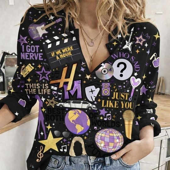 Discover Hannah Montana 20Th Anniversary Blouse Shirt, Disney Hannah Montana Linen-Look Shirt, Disney Channel Pop Star Shirt, Disney Channel Tee