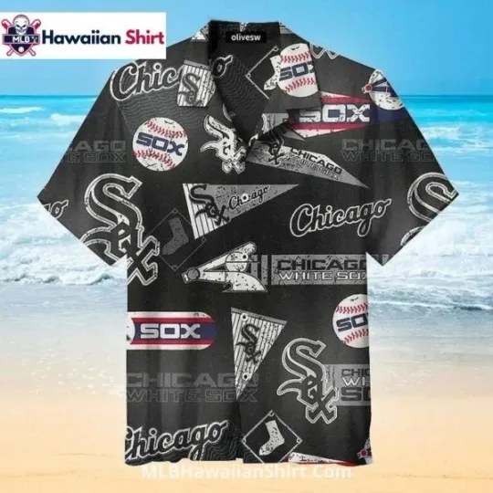 Discover Mixed Logos And Pennants Chicago Baseball White Team Soxx Aloha Shirt