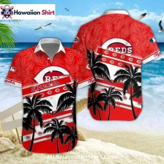 Discover Island Palms Cincinnati Baseball Team Redss Aloha Shirt Beach Style