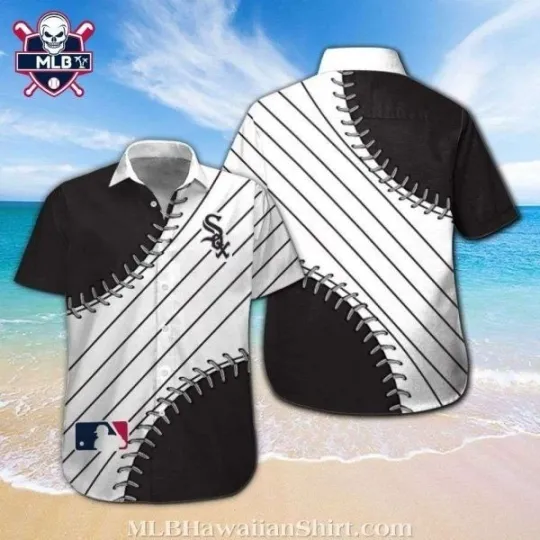 Discover Chicago Baseball White Team Soxx Pinstripe Pitch Hawaiian Aloha Shirt