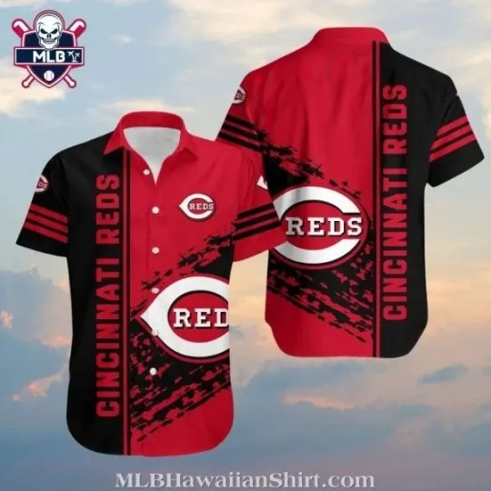Discover Dynamic Splash Play – Cincinnati Baseball Team Redss Black And Red Hawaiian Shir