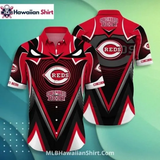 Discover Fierce Eyes Cincinnati Baseball Team Redss Aloha Shirt Geometric Art