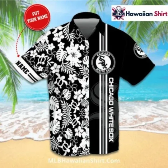 Discover Custom Floral Stripe Chicago Baseball White Team Soxx Aloha Shirt