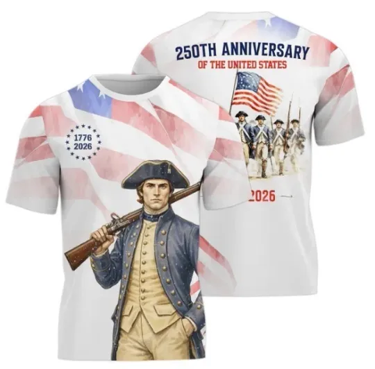 Discover America 250th Anniversary, USA Independence Day 4 of July 3D T-Shirt