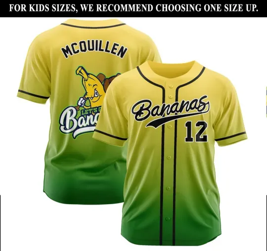 Custom Name Savannah Bananas Baseball Jersey