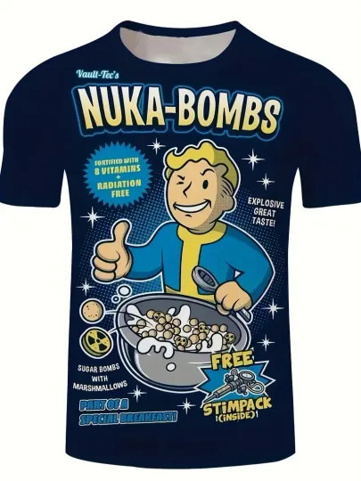 Falllout Vault Boy - Nuka-Bombs Graphic Navy T-Shirt