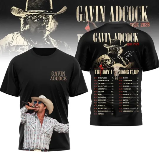 Discover Gavin Adcock The Day I Hang It Up Tour 2026 3D T-Shirt