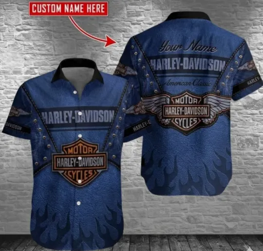 Discover Personalized Harley Motor Racing Davidson Casual Button Down Shirt Unisex Adults