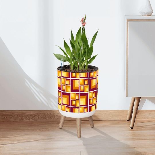 Discover 70s Retro Planter with Wooden Legs