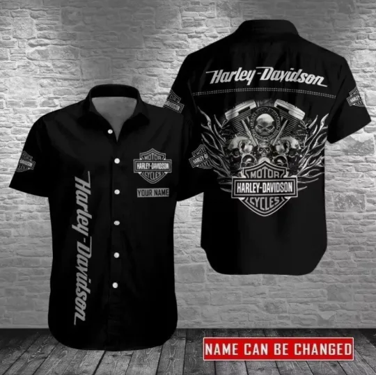 Discover Personalized Haarleyy Davidson 3D Hawaiian Shirt Custom Name Racing Aloha Top