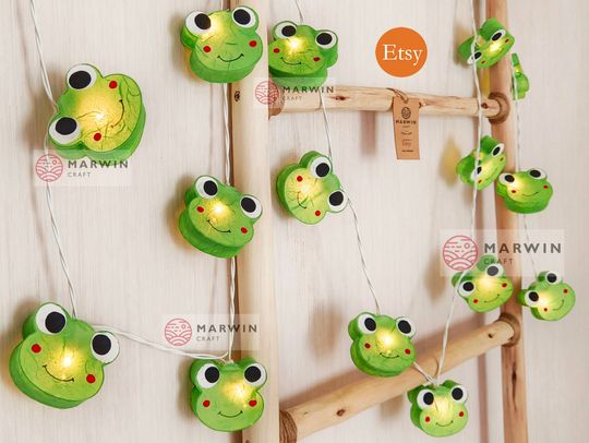 String Lights Green Frog Fairy Lights Bedroom Home Decor Living Room Wall Hanging Lights Decor Dorm Lights Nursery Baby Backdrop Lights Game