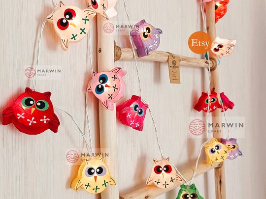 Mix Colorful String Lights Owl Bird Fairy Lights Bedroom Home Decor Living Room Wall Hanging Lights Nursery Dorm Backdrop USB Battery Plug