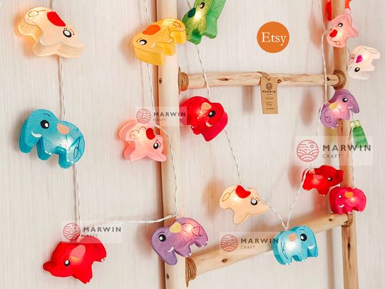 Mix Colorful String Lights Elephant Fairy Lights Bedroom Home Decor Living Room Wall Hanging Lights Nursery Decor Dorm Lights Zoo Animal