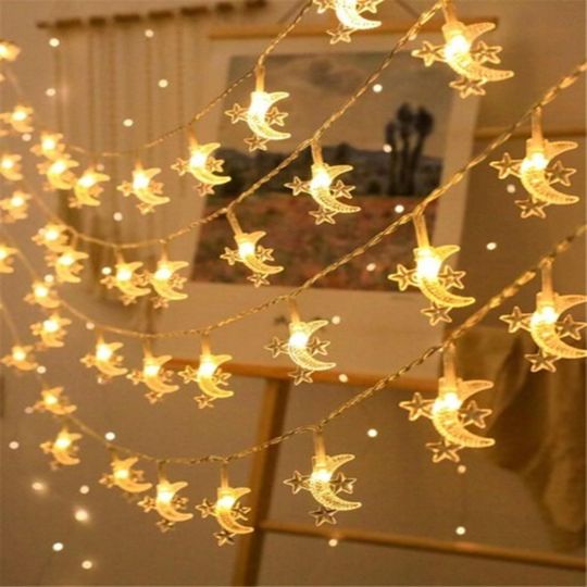 Moon Star String Lights, Birthday Party Decor, Room Decoration, Bedroom Decor, Holiday Gift Lights