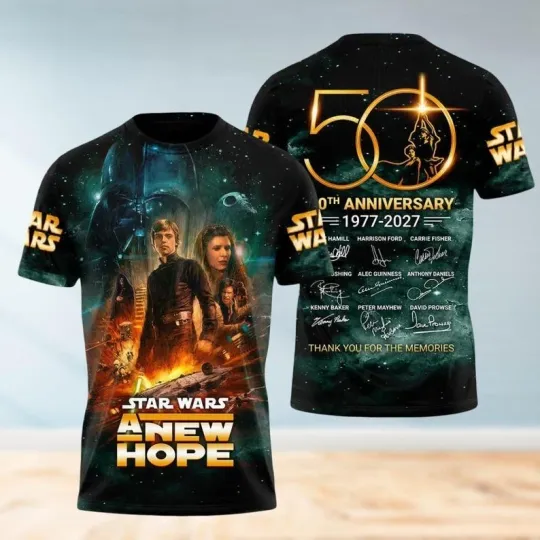 Discover Star Wars A New Hope 50th Anniversary 1977-2027 Tshirt 3D