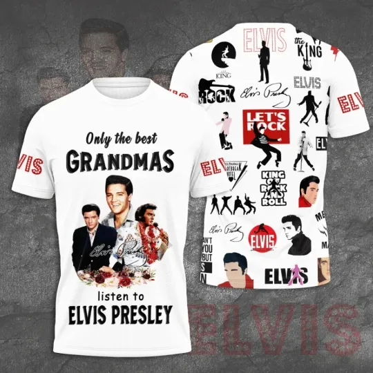 Discover Elvis Presley Grandma Shirt, Best Grandmas Listen To Elvis All Over Print T Shirt
