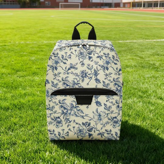 Personalized PU Leather Backpack, Custom Name Faux Leather Bag with Adjustable Straps for Work or School