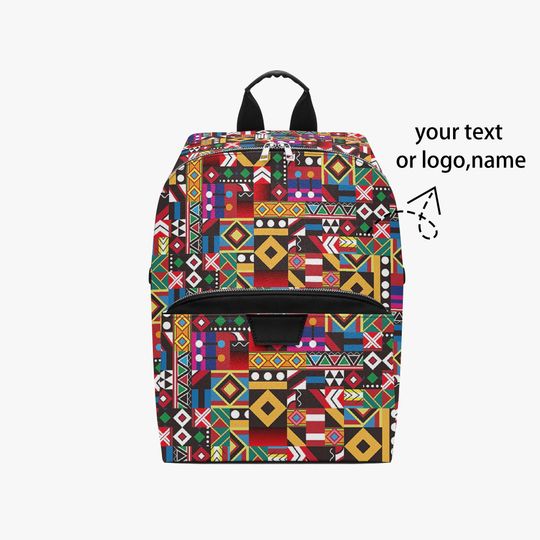 Personalized PU Leather Backpack, Custom Name Faux Leather Bag with Adjustable Straps for Work or School