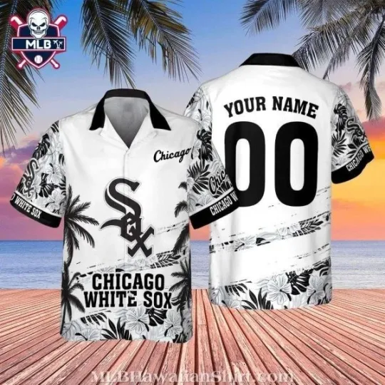 Discover Palm Tree Sunset Chicago Baseball White Team Soxx Aloha Shirt Design