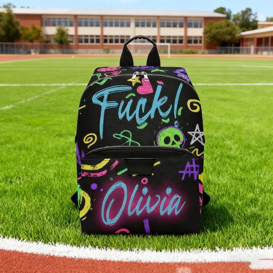 Custom Leather Backpack, Gift for Him & Her, Custom Text School Bag, Leather Anniversary Gift